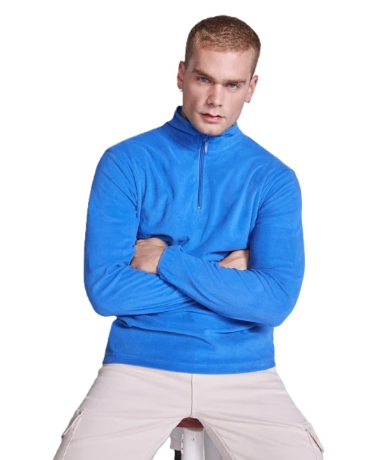 Fleece unisex cu fermoar scurt, 155 g/m2, albastru royal