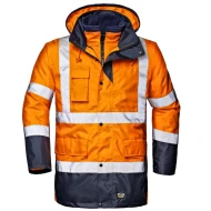 Jacheta HiVis 4 in 1 premium, impermeabila, portocaliu-bleumarin
