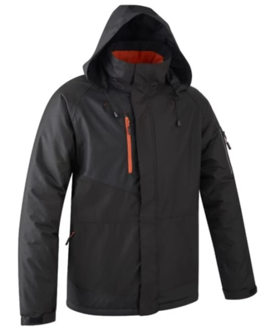 Jacheta de iarna ripstop cu gluga, negru-portocaliu Jacheta de iarna ripstop cu gluga, negru-portocaliu