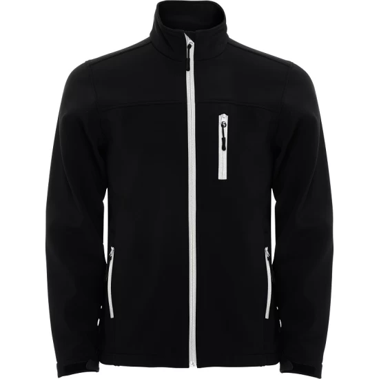 Jacheta softshell barbati, fermoar contrastant, Negru Jacheta softshell barbati, fermoar contrastant, Negru