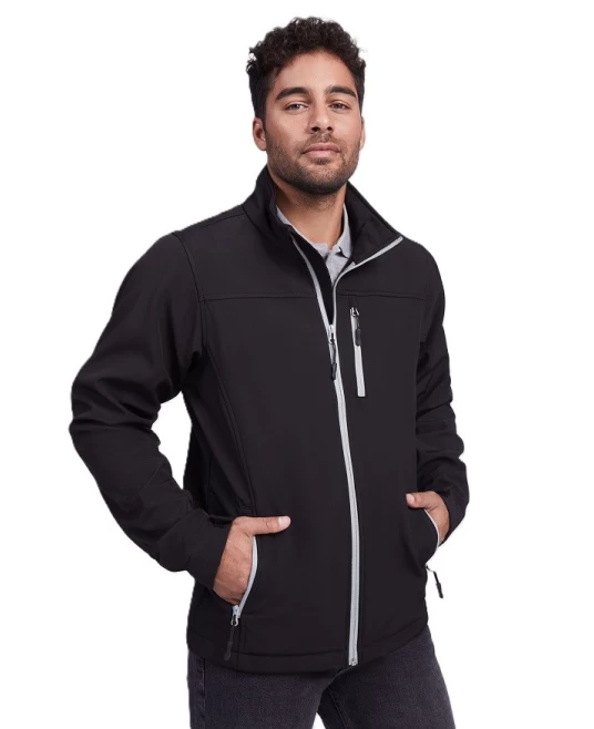 Jacheta softshell barbati, fermoar contrastant, Negru Jacheta softshell barbati, fermoar contrastant, Negru