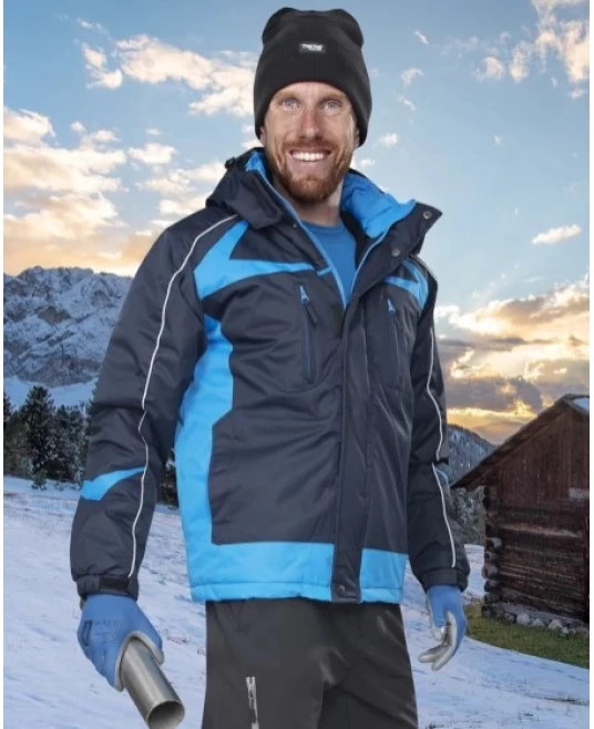 Jacheta de iarna impermeabila,  bleumarin-albastru/negru-rosu