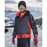 Jacheta de iarna impermeabila si rezistenta la vant, negru-rosu