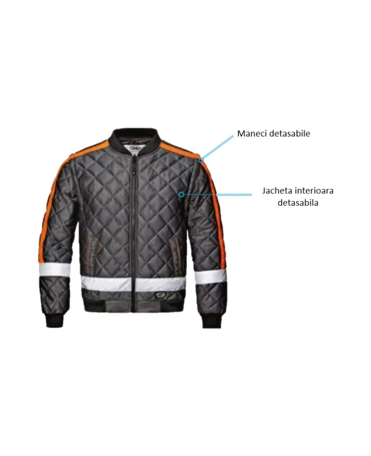 Jacheta de iarna 4 in 1 premium, gri antracit-portocaliu