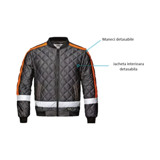 Jacheta de iarna 4 in 1 premium, gri antracit-portocaliu