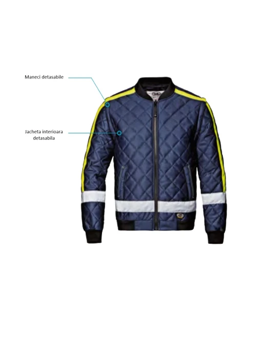 Jacheta de iarna 4 in 1 premium, bleumarin-galben