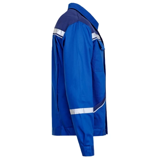 Jacheta de lucru Colins, bumbac 240g/m2, albastru dungi reflectorizante Jacheta de lucru Colins, bumbac 240g/m2, albastru dungi reflectorizante