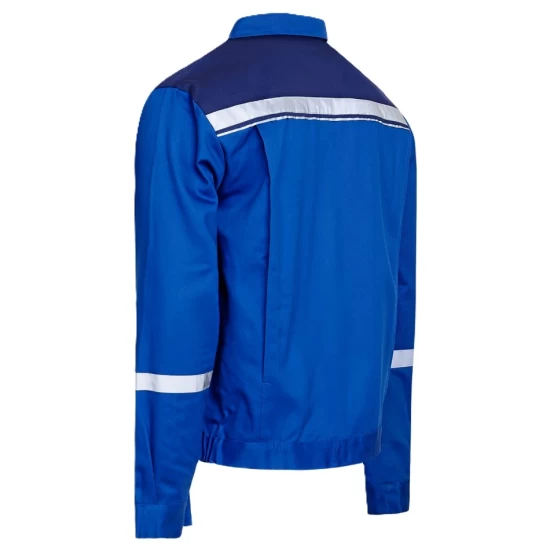 Jacheta de lucru Colins, bumbac 240g/m2, albastru dungi reflectorizante Jacheta de lucru Colins, bumbac 240g/m2, albastru dungi reflectorizante