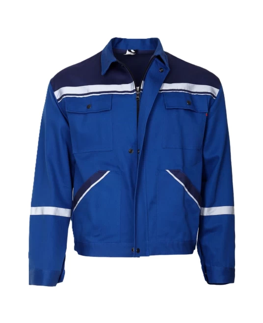Jacheta de lucru Colins, tercot 200g/m2, albastru bleumarin dungi reflectorizante Jacheta de lucru Colins, tercot 200g/m2, albastru bleumarin dungi reflectorizante