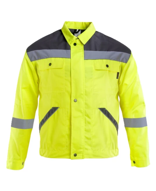 Jacheta HiVis dungi reflectorizante Colins, tercot 240g/m2, galben negru Jacheta HiVis dungi reflectorizante Colins, tercot 240g/m2, galben negru