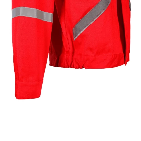 Jacheta de lucru Colins, bumbac 240g/m2 rosu dungi reflectorizante Jacheta de lucru Colins, bumbac 240g/m2 rosu dungi reflectorizante