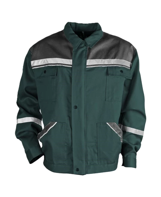 Jacheta de lucru Colins, bumbac 240g/m2,  verde dungi reflectorizante Jacheta de lucru Colins, bumbac 240g/m2,  verde dungi reflectorizante