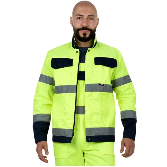 Jacheta HiVis tercot 250 g/mp, galben negru Jacheta HiVis tercot 250 g/mp, galben negru