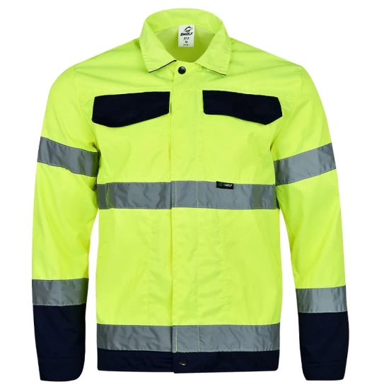 Jacheta HiVis tercot 250 g/mp, galben negru Jacheta HiVis tercot 250 g/mp, galben negru