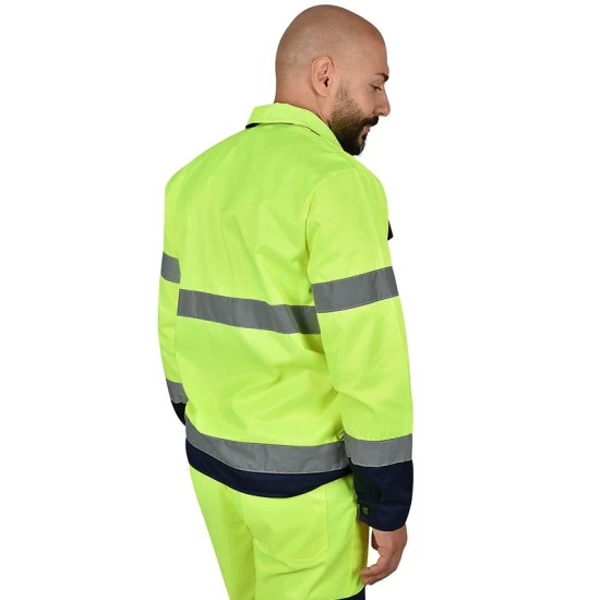 Jacheta HiVis tercot 250 g/mp, galben negru Jacheta HiVis tercot 250 g/mp, galben negru