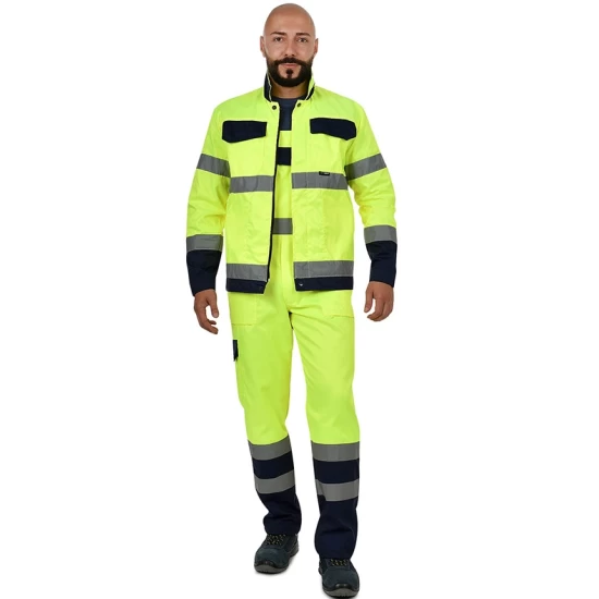 Jacheta HiVis tercot 250 g/mp, galben negru Jacheta HiVis tercot 250 g/mp, galben negru