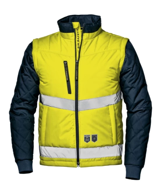 Jacheta HiVis cu maneci detasabile, galben-bleumarin Jacheta HiVis cu maneci detasabile, galben-bleumarin