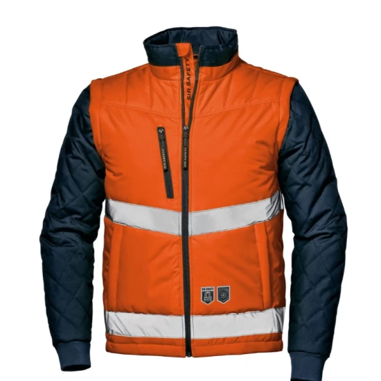 Jacheta HiVis cu maneci detasabile, portocaliu-bleumarin Jacheta HiVis cu maneci detasabile, portocaliu-bleumarin