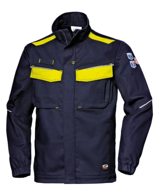 Jacheta stretch antistatica si ignifuga, arc electric, bleumarin-galben