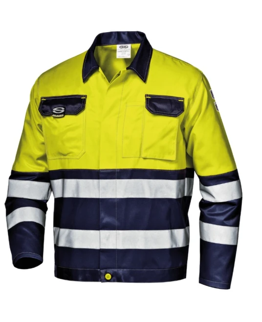 Jacheta HiVis premium, tercot 55% bumbac, 245g/m2, Galben-bleumarin