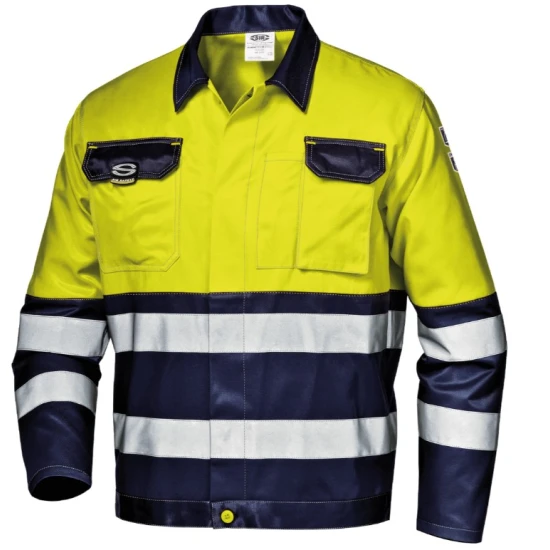Jacheta HiVis premium, tercot 55% bumbac, 245g/m2, Galben-bleumarin Jacheta HiVis premium, tercot 55% bumbac, 245g/m2, Galben-bleumarin