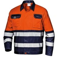 Jacheta HiVis premium, tercot 55% bumbac, 245g/m2, Portocaliu-bleumarin