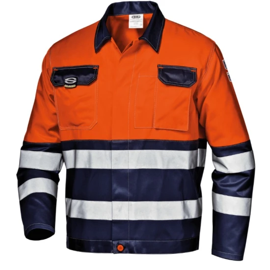 Jacheta HiVis premium, tercot 55% bumbac, 245g/m2, Portocaliu-bleumarin Jacheta HiVis premium, tercot 55% bumbac, 245g/m2, Portocaliu-bleumarin