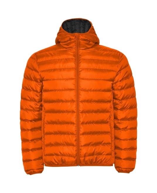 Jacheta scurta matlasata, cu gluga, barbati, portocaliu