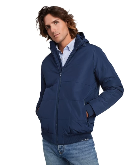 Jacheta matlasata cu gluga, bleumarin