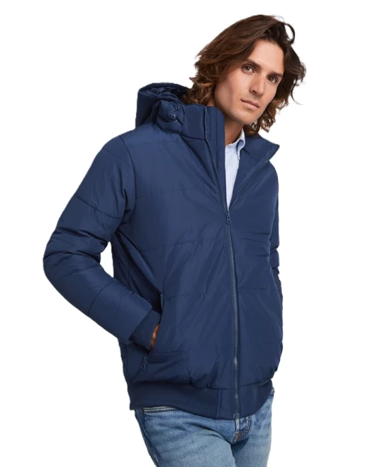 Jacheta matlasata cu gluga, bleumarin