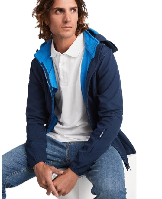 Jacheta softshell cu gluga, bleumarin