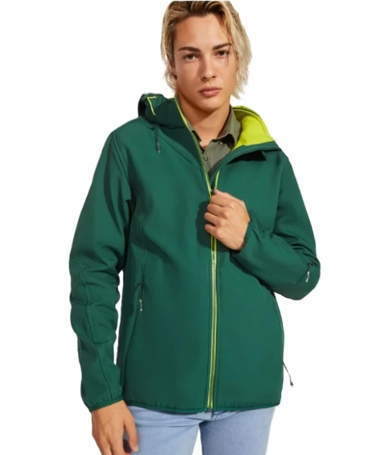 Jacheta softshell cu gluga, verde sticla Jacheta softshell cu gluga, verde sticla