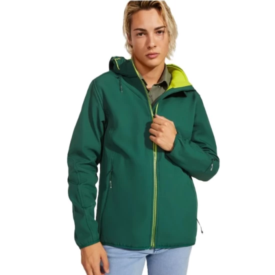 Jacheta softshell cu gluga, verde sticla Jacheta softshell cu gluga, verde sticla