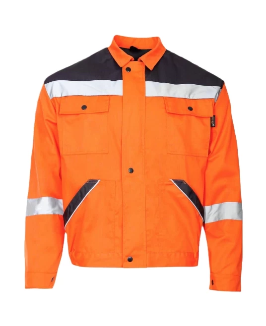 Jacheta HiVis dungi reflectorizante Colins, tercot 240g/m2, portocaliu neon Jacheta HiVis dungi reflectorizante Colins, tercot 240g/m2, portocaliu neon