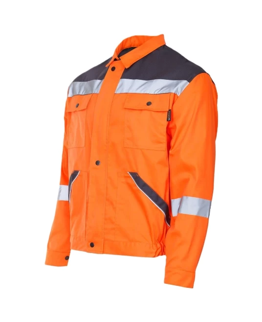 Jacheta HiVis dungi reflectorizante Colins, tercot 240g/m2, portocaliu neon Jacheta HiVis dungi reflectorizante Colins, tercot 240g/m2, portocaliu neon
