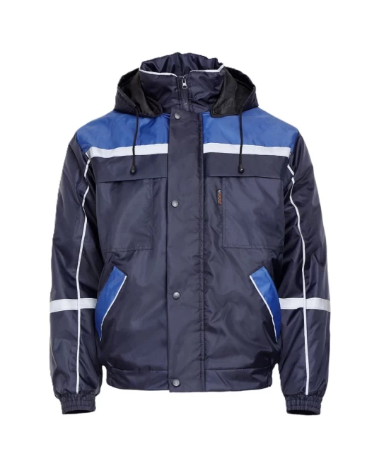 Jacheta de iarna tercot cu dungi reflectorizante, bleumarin- albastru Jacheta de iarna tercot cu dungi reflectorizante, bleumarin- albastru