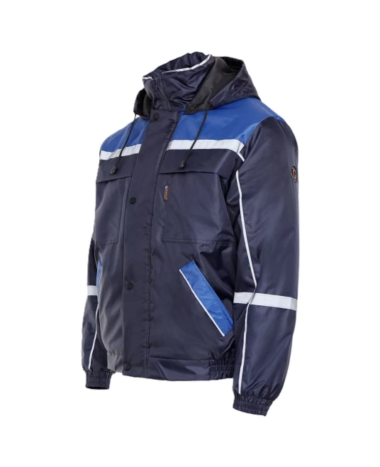 Jacheta de iarna tercot cu dungi reflectorizante, bleumarin- albastru Jacheta de iarna tercot cu dungi reflectorizante, bleumarin- albastru