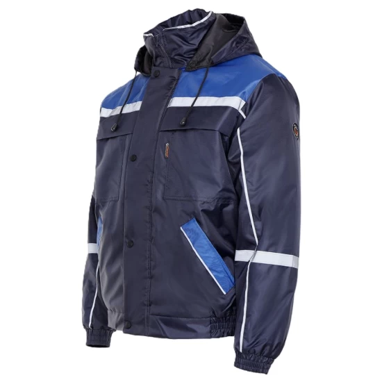 Jacheta de iarna tercot cu dungi reflectorizante, bleumarin cu albastru Jacheta de iarna tercot cu dungi reflectorizante, bleumarin cu albastru