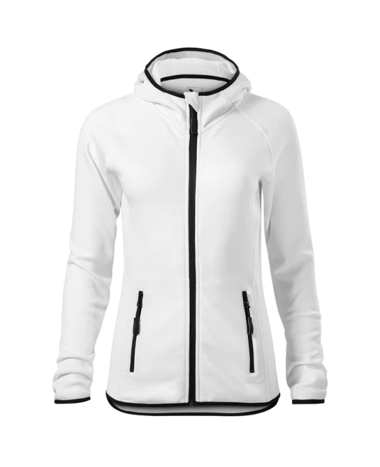 Jacheta fleece cu gluga, Alb