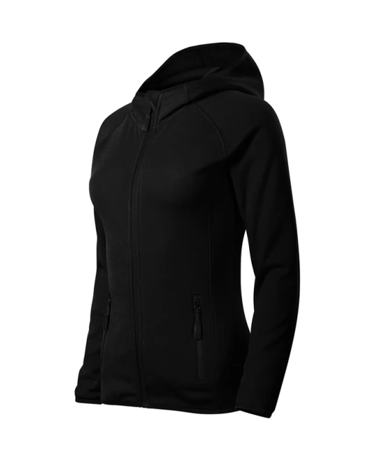 Jacheta fleece femei cu gluga, Negru