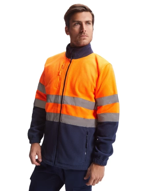 Jacheta fleece HiVis, 300g/m2 Bleumarin  portocaliu Jacheta fleece HiVis, 300g/m2 Bleumarin  portocaliu
