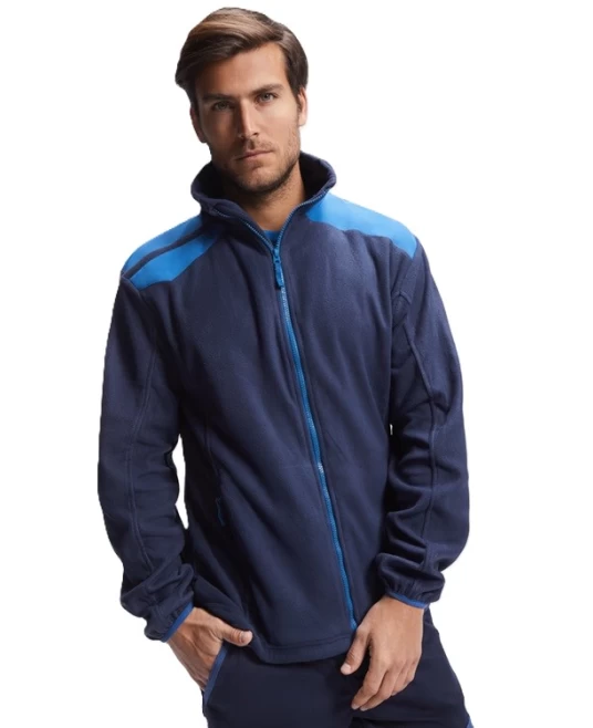 Jacheta fleece barbati, bicolora, 220g/m2, bleumarin-albastru royal