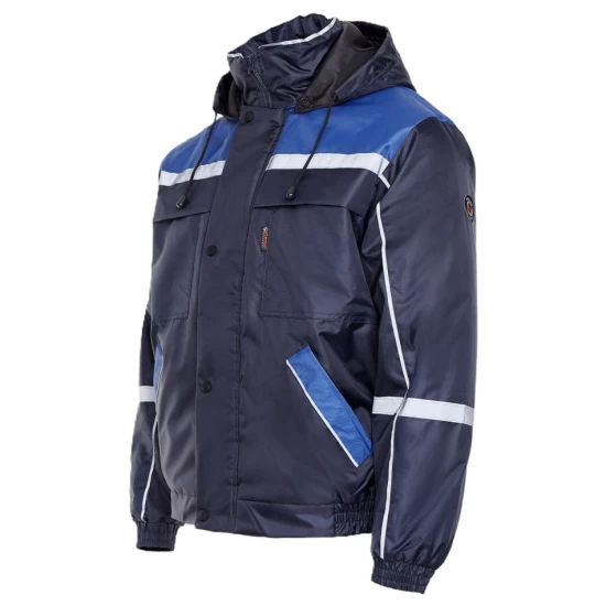 Jacheta de iarna impermeabila cu dungi reflectorizante, bleumarin cu albastru Jacheta de iarna impermeabila cu dungi reflectorizante, bleumarin cu albastru