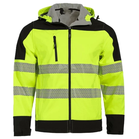 Softshell HiVis cu gluga, galben neon Softshell HiVis cu gluga, galben neon