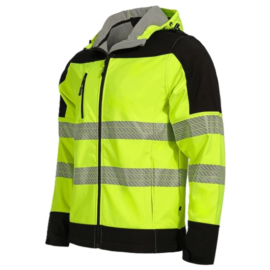 Softshell HiVis cu gluga, galben neon Softshell HiVis cu gluga, galben neon