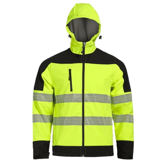 Softshell HiVis cu gluga, galben neon Softshell HiVis cu gluga, galben neon