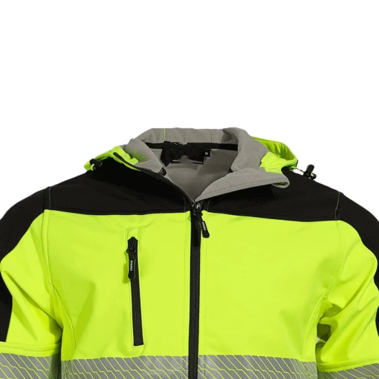 Softshell HiVis cu gluga, galben neon Softshell HiVis cu gluga, galben neon