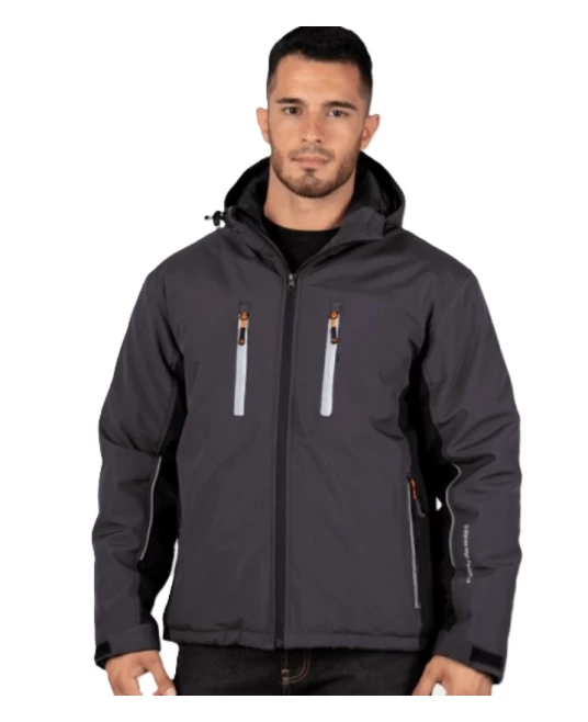 Jacheta softshell de iarna, membrana TPU, gri-negru Jacheta softshell de iarna, membrana TPU, gri-negru