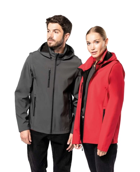 Softshell cu maneci detasabile si gluga, Gri inchis Softshell cu maneci detasabile si gluga, Gri inchis
