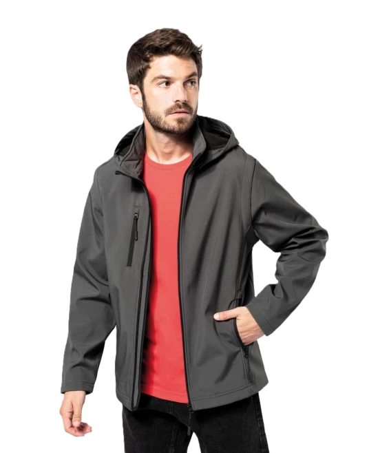 Softshell cu maneci detasabile si gluga, Gri inchis Softshell cu maneci detasabile si gluga, Gri inchis
